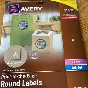Avery Print-to-the-Edge Round Labels Laser Ink Jet 22808 12 Complete Sheets